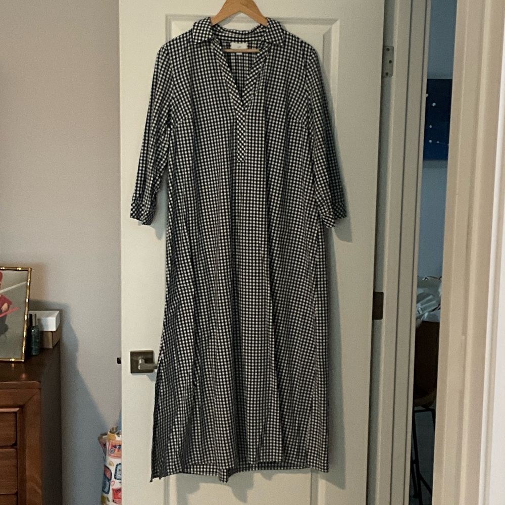 J. Jill Navy and White Gingham Dress